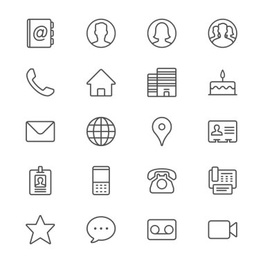 Contact thin icons clipart