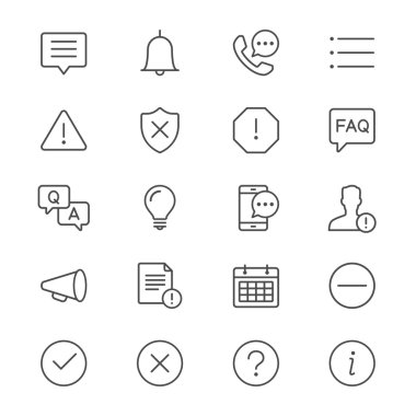 Information and notification thin icons clipart