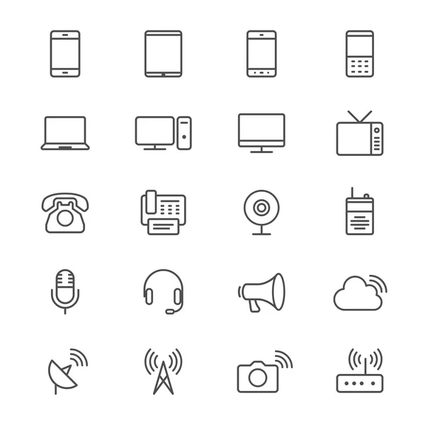 Communication device thin icons — Stock Vector