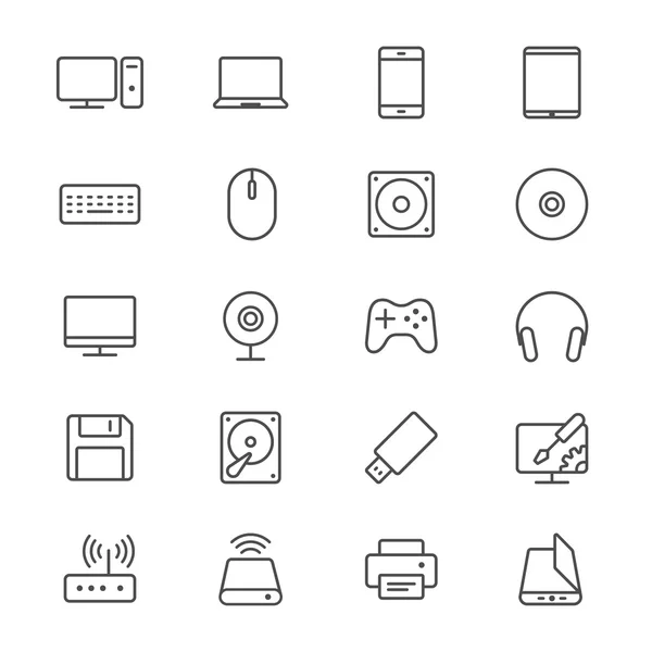 Computer thin icons — Stock Vector