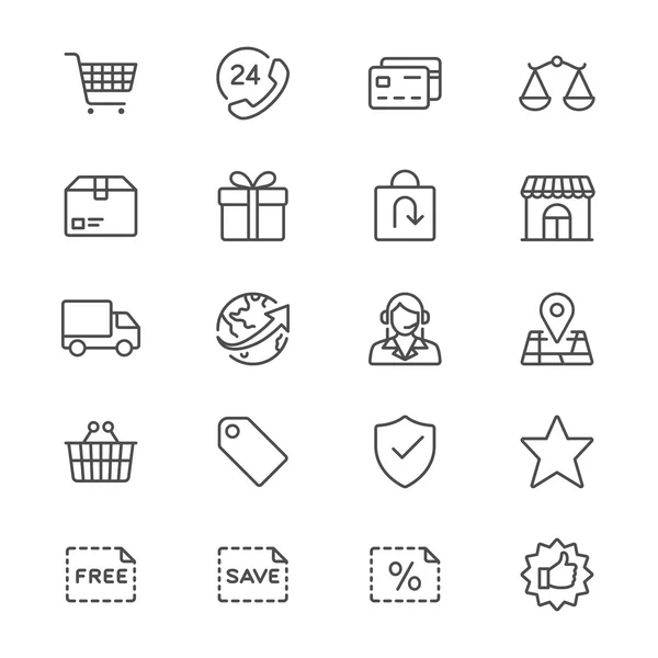 E-commerce icônes minces — Image vectorielle