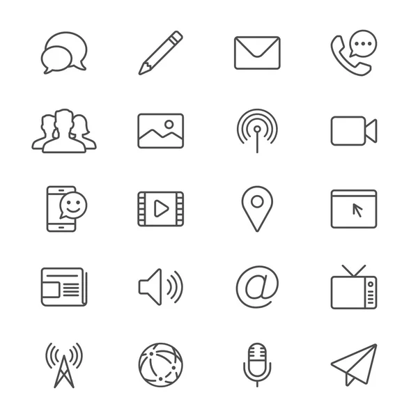 Media and communication thin icons — Stock Vector