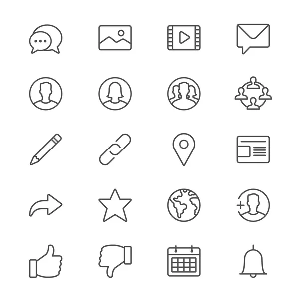 Social network thin icons — Stock Vector