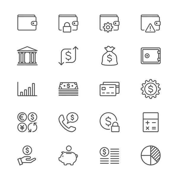 Gestión financiera iconos delgados — Vector de stock