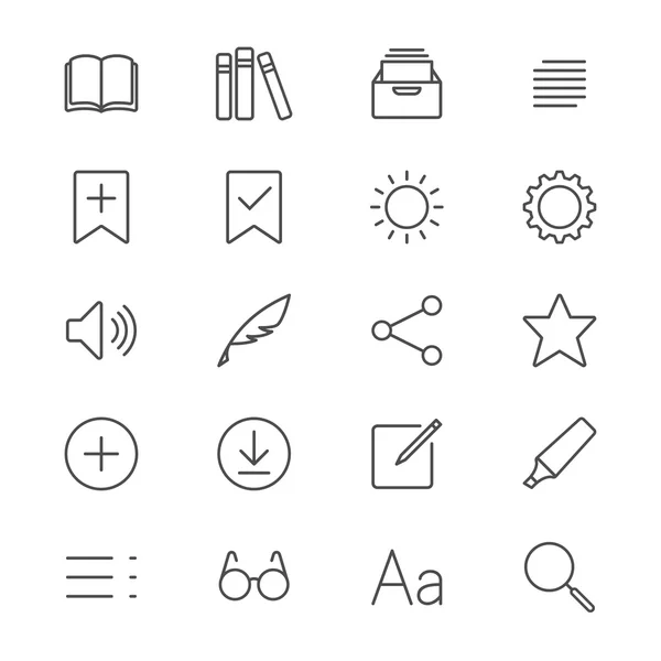E-knihy čtenář tenké ikony — Stockový vektor