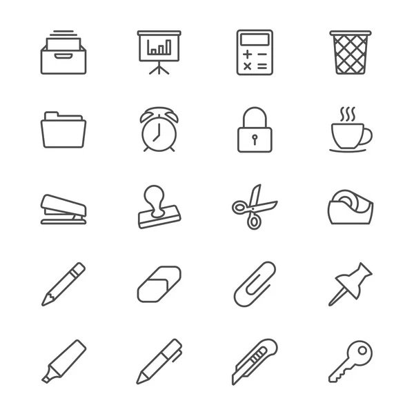 Office supplies thin icons — Stock Vector