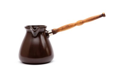 Beyaz arkaplanda kahve için seramik Türk