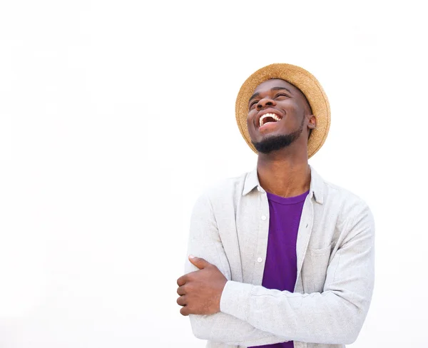 Stijlvolle jonge Afrikaanse man lachen — Stockfoto