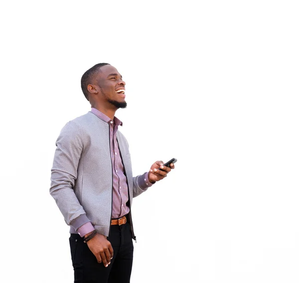 Cool african guy with a cell phone — Stock Photo, Image