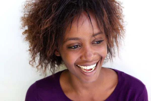 Riendo mujer africana con afro — Foto de Stock