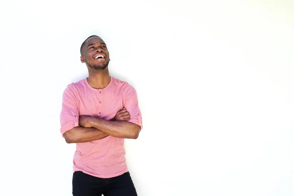 Sorrindo jovem negro olhando — Fotografia de Stock