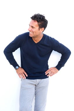 Laughing middle aged man