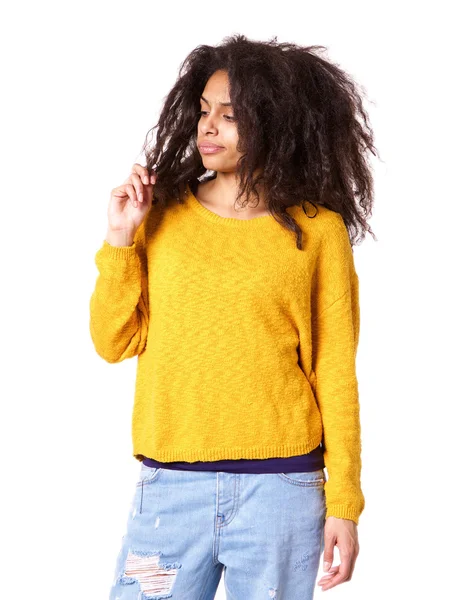 Young african woman with damaged hair — Stock Photo, Image