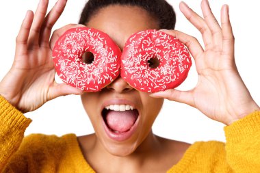 kadın holding renkli donut
