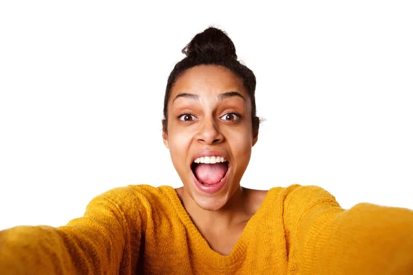 Excited young african lady — Stock Photo, Image