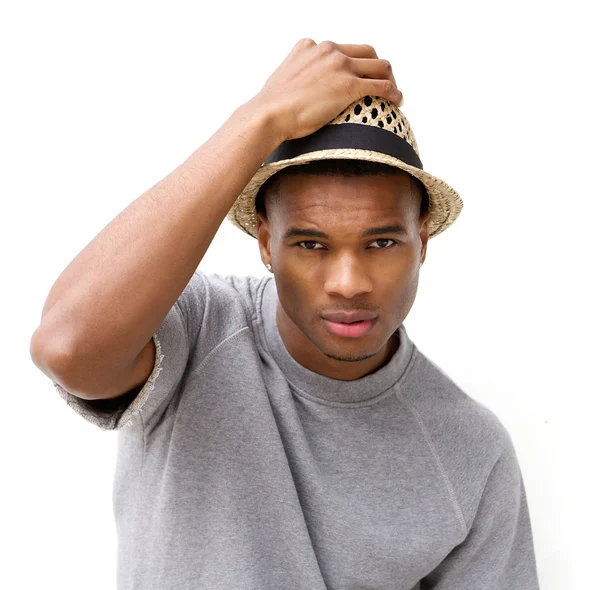 Joven de moda posando con sombrero — Foto de Stock