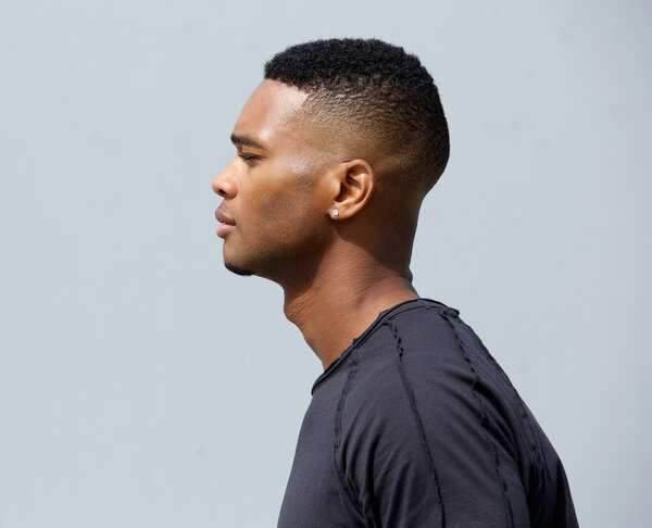 Side view of a young african american man