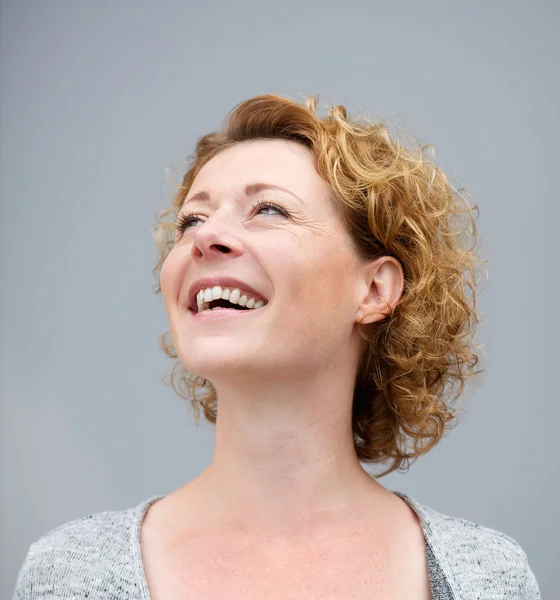 Close up portrait of a cheerful woman laughing — Stock Photo, Image