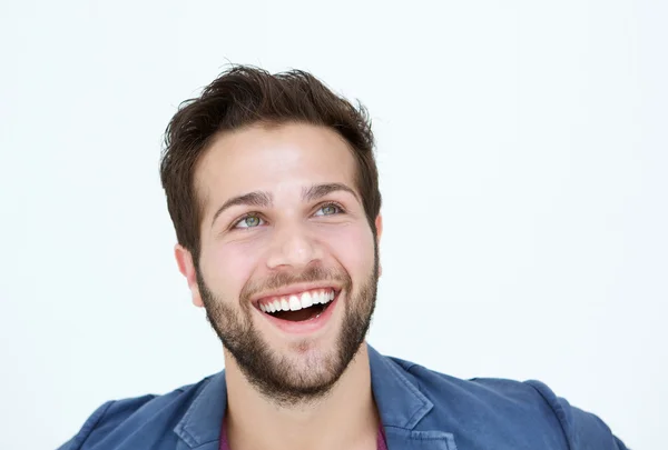 Cara de hombre sonriente sobre fondo blanco — Foto de Stock