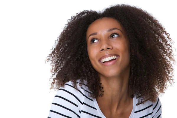 Mulher negra bonita rindo — Fotografia de Stock