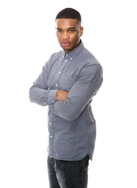Serious african american man posing with arms crossed — Stock Photo, Image