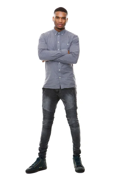 Young african american man standing with arms crossed — Stock Photo, Image