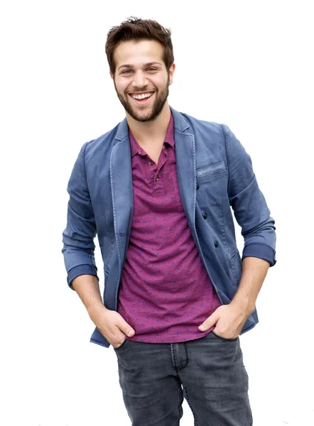 Aantrekkelijke jonge man met baard lachen — Stockfoto