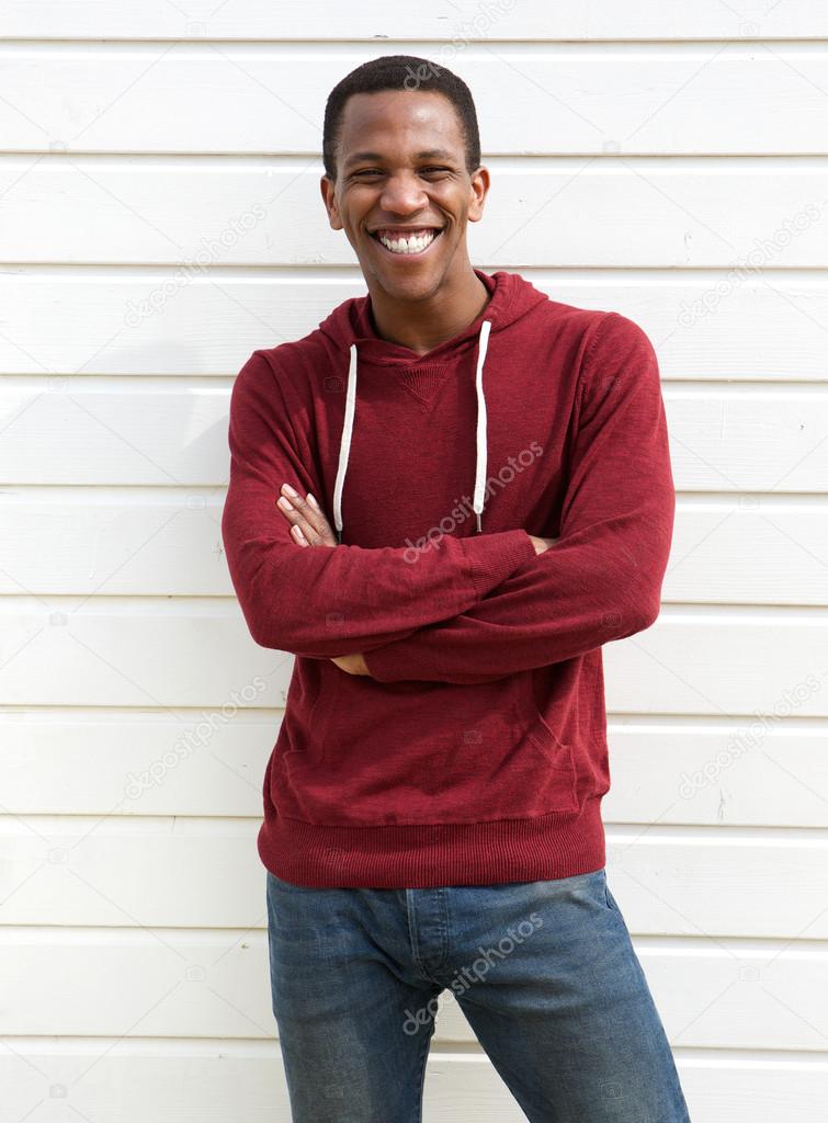 Portrait of a cheerful black man smiling 