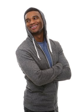 Geçti silah ile gülümseyen serin bir adam portresi kapatın