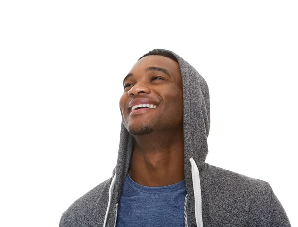 Close up portrait of a young african american man laughing — Stock Photo, Image