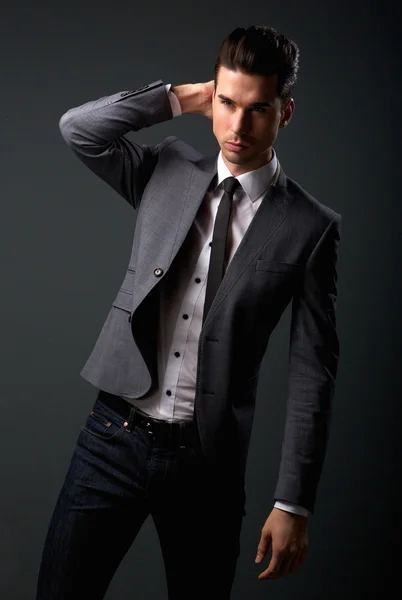 Cool male fashion model with shirt and tie — Stock Photo, Image