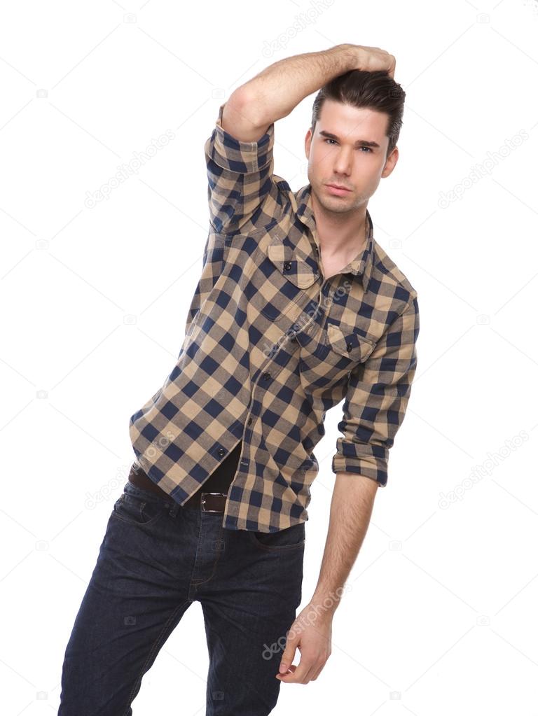 Cool guy posing with hand in hair