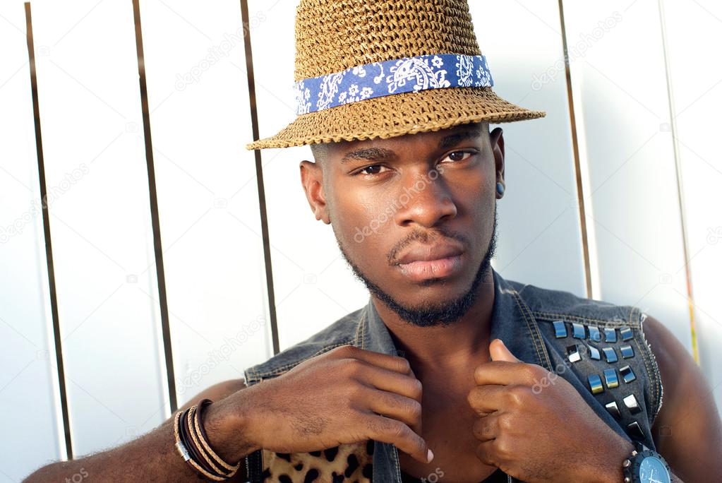 Cool young black man with hat 
