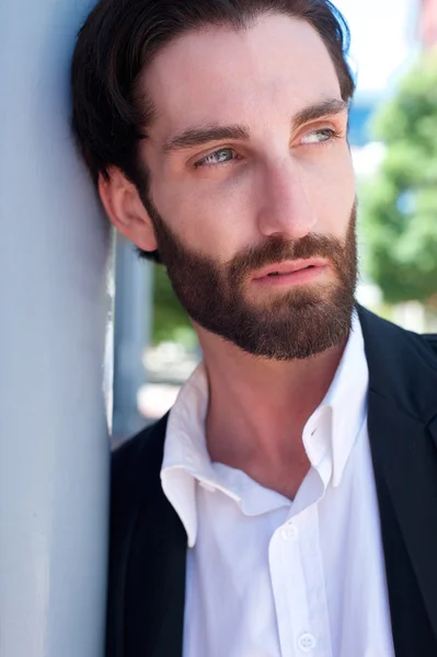 Cool male fashion model with beard — Stock Photo, Image