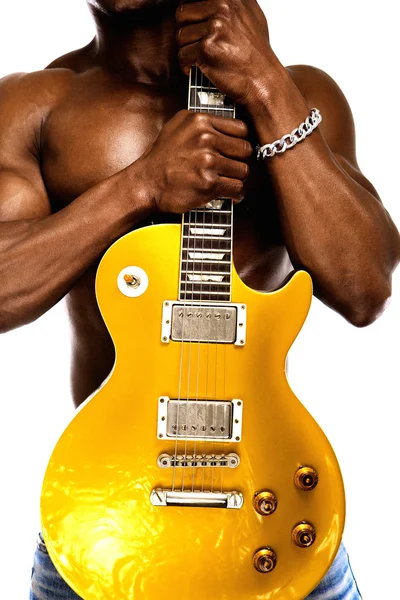 エレク トリック ギターを保持しているアフリカ系アメリカ人 — ストック写真