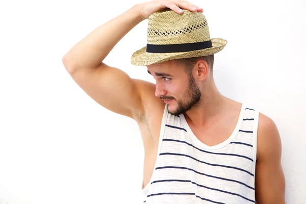 Modelo de moda masculina con sombrero — Foto de Stock