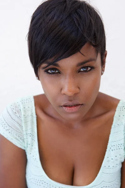 Close up attractive black female fashion model — Stock Photo, Image