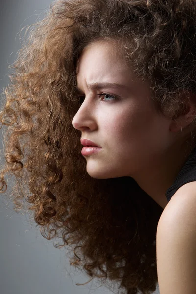 Curly hair fashion model — Stok fotoğraf