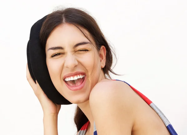 Sorridente menina piscando olho — Fotografia de Stock