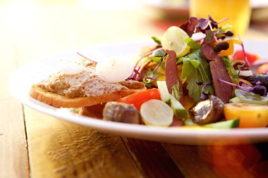 salad with toast and pate