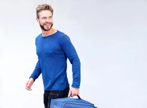 Super cestovní chlap s taškou — Stock fotografie