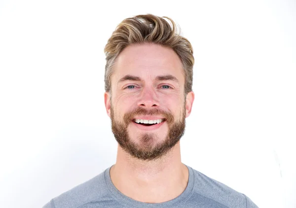 Close up retrato de um homem com barba rindo — Fotografia de Stock