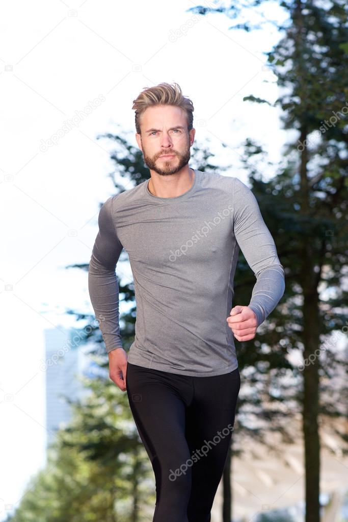 Active man running outside