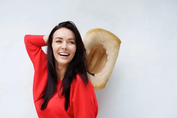 Mujer riendo con sombrero de vaquero —  Fotos de Stock