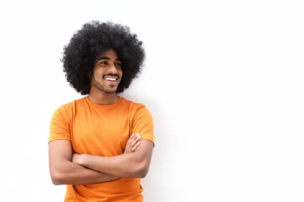 Cool black guy smiling with arms crossed — Stock Photo, Image