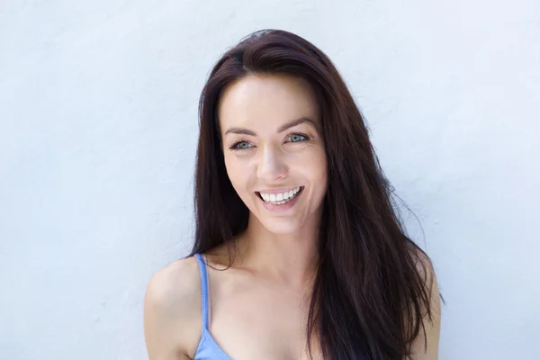 Cheerful young woman laughing — Stock Photo, Image