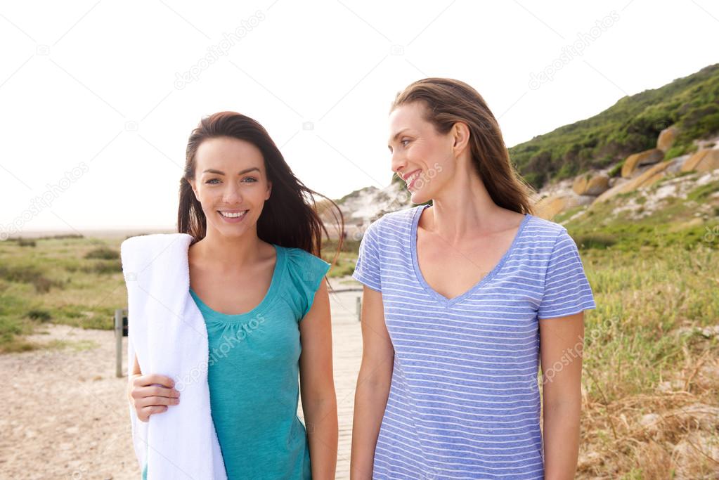 Girlfriends going to the beach