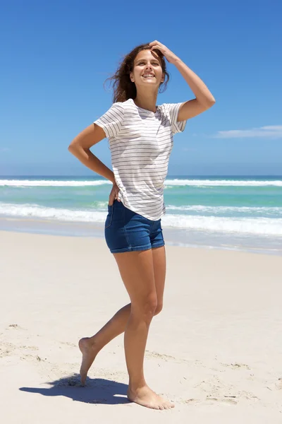 Young woman in shorts — Stock Photo, Image