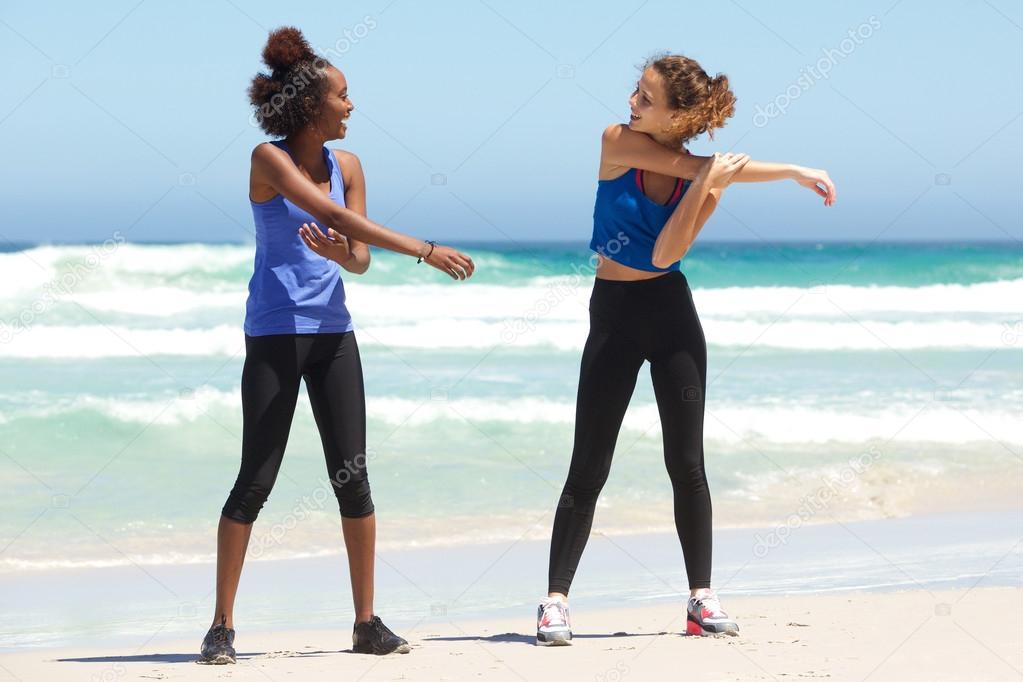 Two young women at the beach