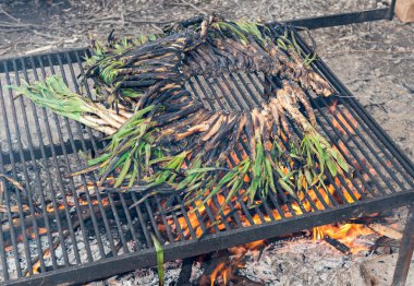 Barbekü üzerinde calsots